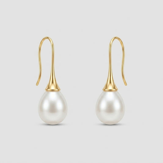 Gold Pearl Drop Earrings