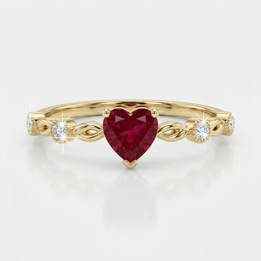 Gold Ruby Heart Ring