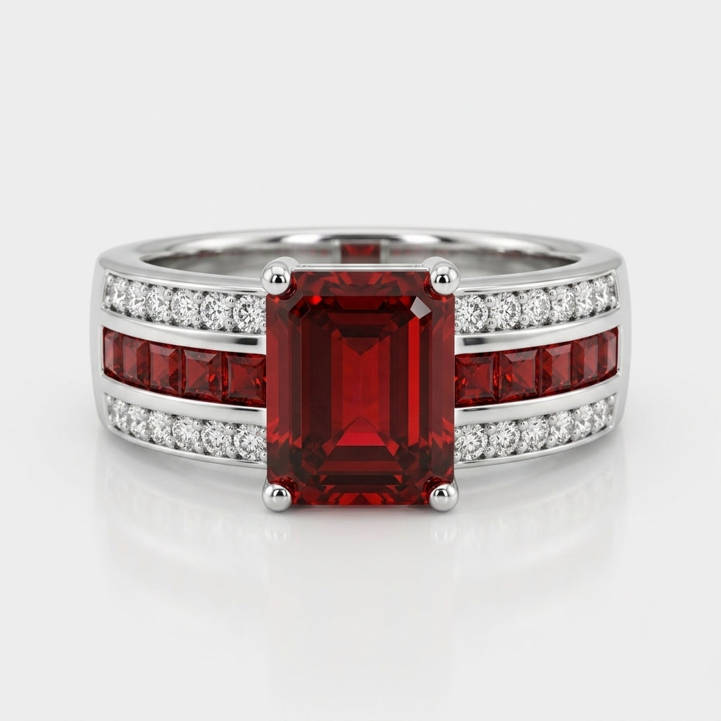 Silver Ruby Split-Shank Ring