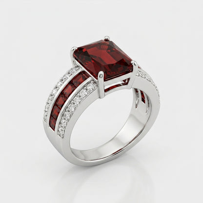Silver Ruby Split-Shank Ring