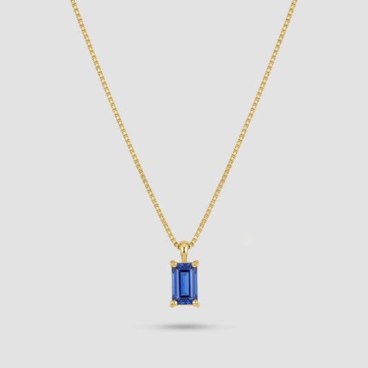 Gold Sapphire Minimalist Necklace