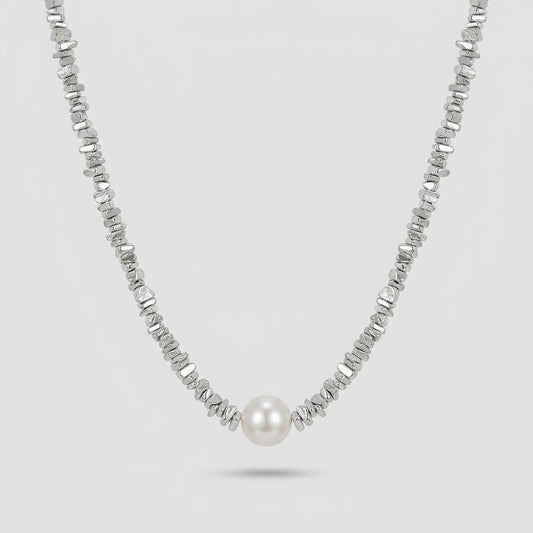 Silver Minimalist Pearl Necklace