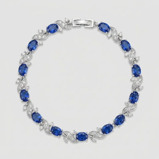 Silver Sapphire Link Bracelet