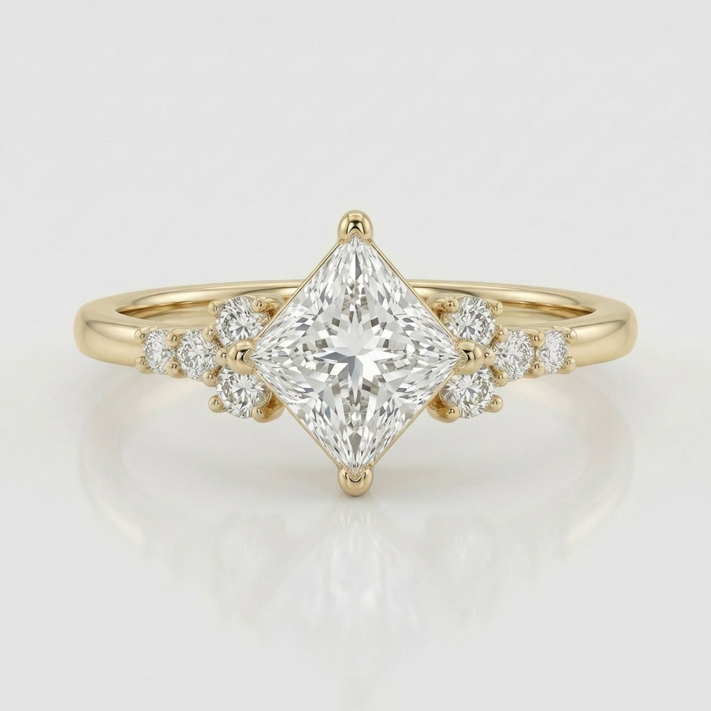 Gold Square Solitaire Ring