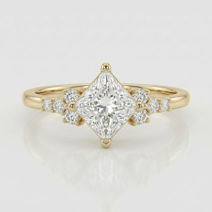 Gold Square Solitaire Ring