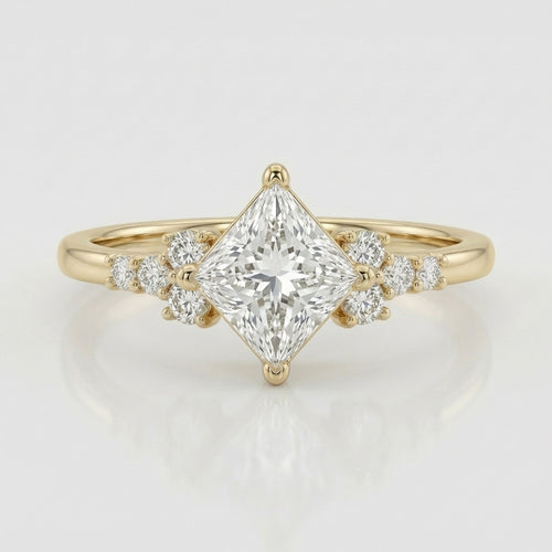 Gold Square Solitaire Ring