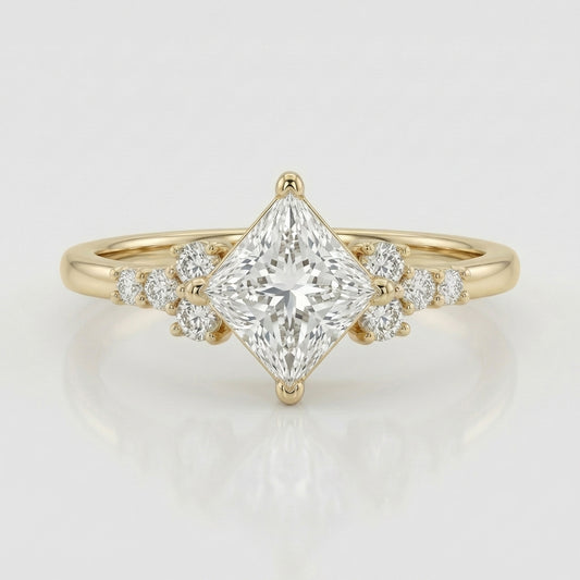 Gold Square Solitaire Ring