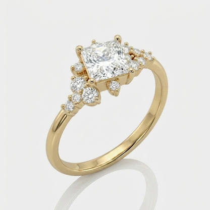 Gold Square Solitaire Ring