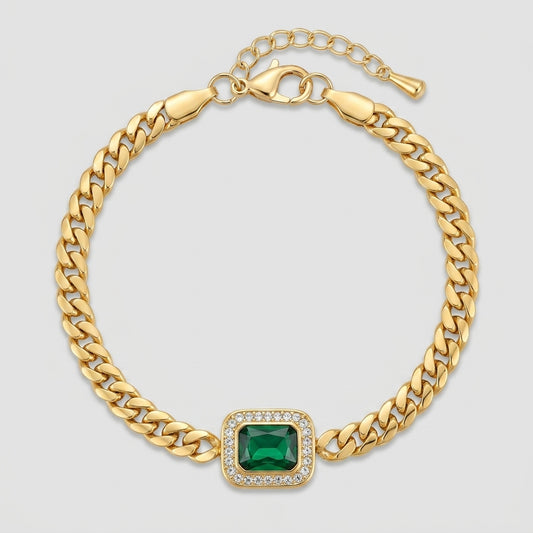 Gold Emerald Chain Bracelet
