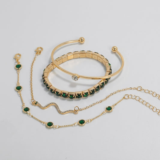 Gold Emerald Bracelet Set
