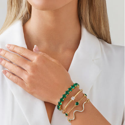 Gold Emerald Bracelet Set